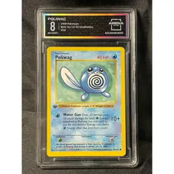 1999 Poliwag 1st Edition #59 Pokemon Base Set ArenaClub Graded NM MINT 8 - Image 1
