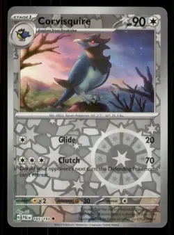 Corvisquire SV02: Paldea Evolved #165/193 Uncommon Reverse Holo Pokemon LP - Image 1