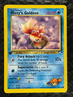 Misty's Goldeen 85/132 1st Edition Gym Heroes Series Common Pokemon Card 2000 NM - Image 1