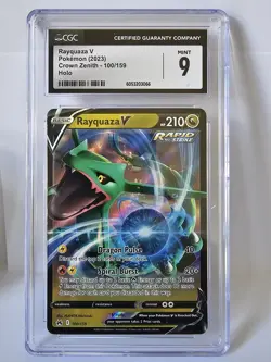 CGC 9 Rayquaza V 100/159 Crown Zenith Full Art Rare Pokemon Card - Image 1