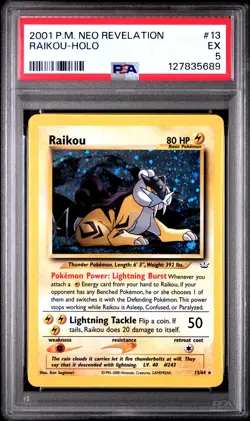 2001 POKEMON NEO REVELATION #13 RAIKOU-HOLO PSA 5 - Image 1
