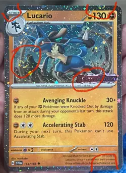 5 SWIRLS Pokemon Lucario 114 Scarlet & Violet Stamped Cosmos Holo BLEED Promo🌀 - Image 1