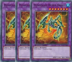 Yugioh - Humanoid Worm Drake x 3 - 1st Edition NM - Free Holographic Card - Image 1