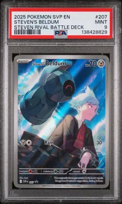 2025 POKEMON SVP EN-SV BLACK STAR PROMO #207 STEVEN'S BELDUM PSA 9 - Image 1