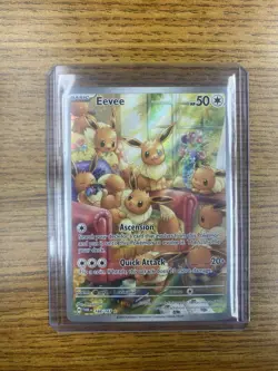 Pokemon Eevee 188/167 Twilight Masquerade IR Holo W/Prismatic Plush Holder. - Image 2