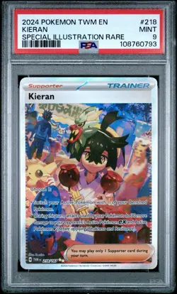 2024 Pokemon TWM EN Kieran Special Illustration Rare (SIR) # 218 - PSA MINT 9 - Image 1