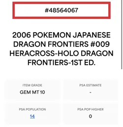 2006 Japanese Heracross Holo - 1st Edition - Dragon Frontiers - PSA 10 (Pop 14) - Image 3