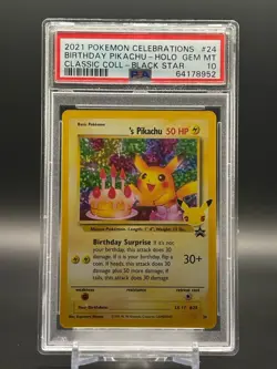 Birthday Pikachu 2021 Pokemon Celebrations PSA 10 GEM MT - Image 1