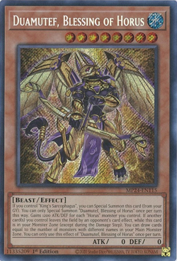 YUGIOH (MISPRINT) Duamutef, Blessing of Horus MP24-EN115 Secret Rare - Image 1
