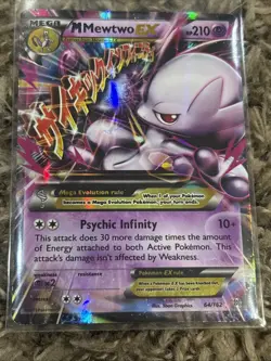 Pokemon M Mega Mewtwo EX Ultra Rare Holo TCG Card 64/162 XY Breakthrough - Image 1