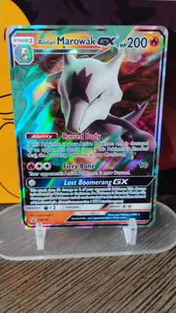 Alolan MAROWAK GX Black Star Promo POKEMON Full-Art 2019 Holo Trading Card SM187 - Image 1
