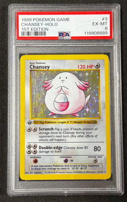 Chansey Holo Rare PSA 6 EX-MT 1999 Pokemon Base Set 1st Edition #3/102 - Image 1