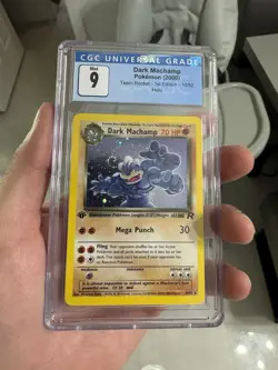 CGC MINT 9 Dark Machamp Team Rocket 1st Edition 10/82 Holo SWIRL Pokemon Card - Image 1