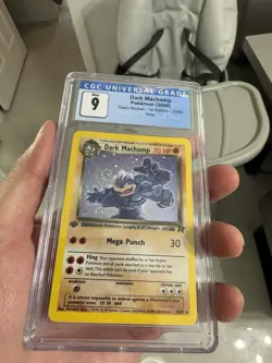 CGC MINT 9 Dark Machamp Team Rocket 1st Edition 10/82 Holo SWIRL Pokemon Card - Image 2