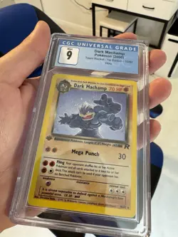 CGC MINT 9 Dark Machamp Team Rocket 1st Edition 10/82 Holo SWIRL Pokemon Card - Image 3