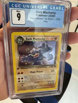 CGC MINT 9 Dark Machamp Team Rocket 1st Edition 10/82 Holo SWIRL Pokemon Card - Image 4
