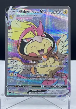 CUSTOM Pikachu, MPidgeot Pikachu Cosplay Holo Pokemon Card - Image 1