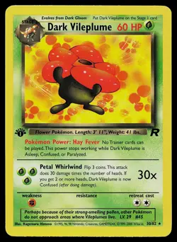 Pokemon Card - Dark Vileplume Team Rocket 30/82 Rare 1st Edition - Image 1