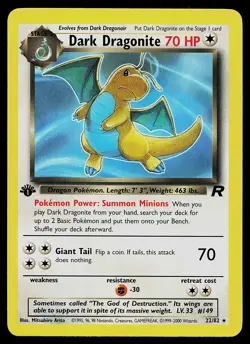 Pokemon Card - Dark Dragonite Team Rocket 22/82 Rare 1st Edition - Image 1