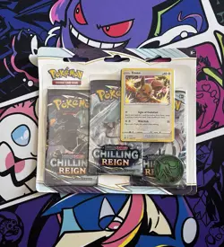 2021 Pokemon Chilling Reign 3 Pack Blister [Eevee] SEALED - Image 1