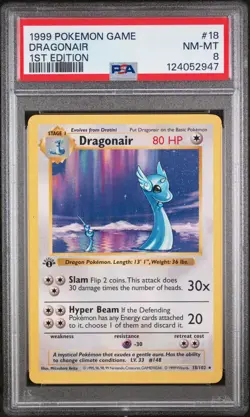 1999 POKEMON BASE SET 1ST EDITION #18 DRAGONAIR PSA 8 - Image 1