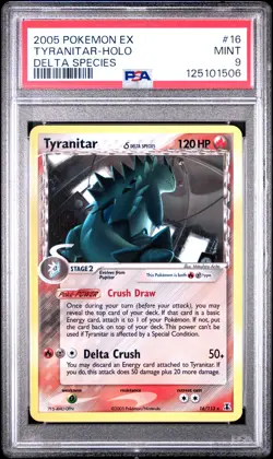 2005 POKEMON EX DELTA SPECIES #16 TYRANITAR-HOLO PSA 9 - Image 1
