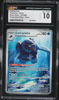 2025 Pokemon Black Bolt Carracosta Illustration Rare 107/086 CGC 10 Gem Mint - Image 1