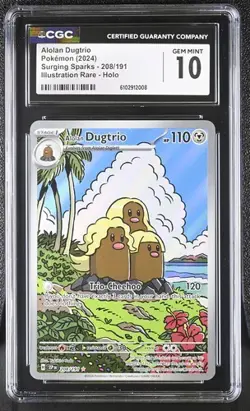 Alolan Dugtrio 208/191 Sv08: Surging Sparks Holo - GEM MINT 10!! Rare Card!! - Image 1