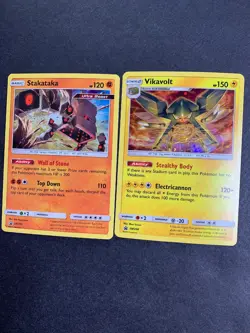 Vikavolt SM208 & Stakataka SM209 Black Star HOLO Rare Promo Pokemon Card NM/M - Image 1