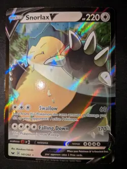 Pokemon TCG Snorlax v Sword & Shield Base Set Holo Ultra Rare Card 141/202 - Image 1