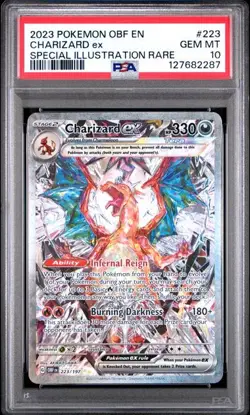 PSA 10 GEM MINT Charizard ex 223/197 SV03: Obsidian Flames Holo Pokemon 2023 - Image 1
