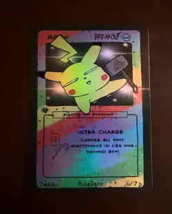 Achu (Pikachu) Breakout 6/7 - 1st Edition Pokederp Pokemon Fan Art Holo - NM - Image 1