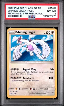 2017 POKEMON SM BLACK STAR PROMO #SM82 SHINING LUGIA-HOLO PSA 8 - Image 1