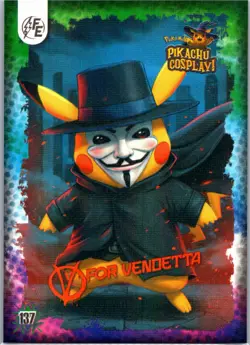 V For Vendetta (Pikachu) #137 - Galaxy Holo - Electric Pikachu Cosplay - Pokemon - Image 1