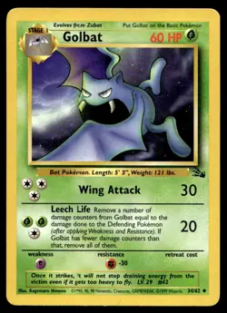 1999 Pokemon TCG Fossil #34/62 Golbat Near Mint - Image 1