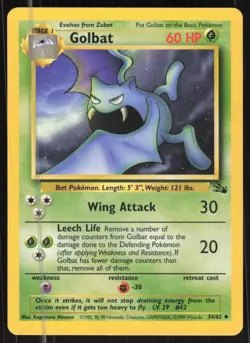 Pokemon TCG Fossil #34/62 Golbat NM - Image 1