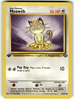Pokemon TCG Jungle 1st Edition #56/64 Meowth LP+ - Image 1