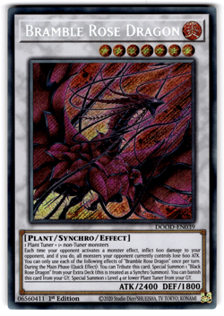 YUGIOH BRAMBLE ROSE DRAGON SECRET RARE NM DOOD-EN039 - Image 1