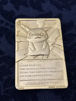 Pikachu 1999 Pokemon 23K Gold-Plated Burger King Nintendo Promo Trading Card - Image 2