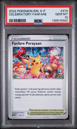 Celebration Fanfare PSA 10 Indonesian Pokemon Card Promo 2022 374/S-P Himeno - Image 1