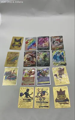 15 Gold Foil + Holographic Pokemon Cards Various Character - Image 1