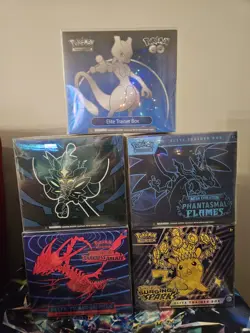 Lot of 5 Pokemon Elite Trainer Boxes ETB - Phantasmal Flames all with cases READ - Image 1