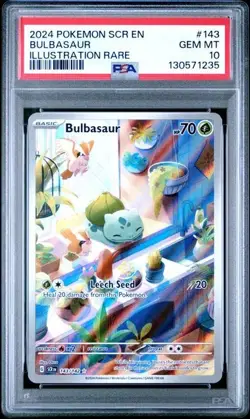 Pokemon Bulbasaur 143/142 Sv07 Stellar Crown 143 Illustration Rare GEM MT PSA 10 - Image 1