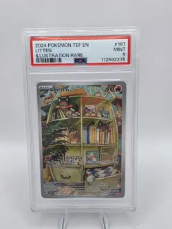 PSA 9 Litten Illustration Rare Temporal Forces 167/162 Pokemon - Image 1