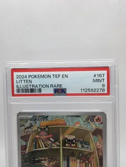 PSA 9 Litten Illustration Rare Temporal Forces 167/162 Pokemon - Image 2