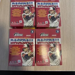 2025 Topps Heritage Baseball Trading Cards Hanger Box 4 Packs - Image 1
