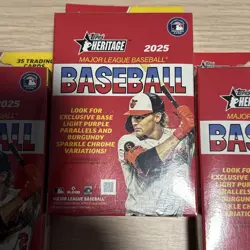2025 Topps Heritage Baseball Trading Cards Hanger Box 4 Packs - Image 2