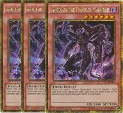 Yugioh Angmarl the Fiendish Monarch x 3 1st Gold Secret Rare NM - Free Holo Card - Image 1