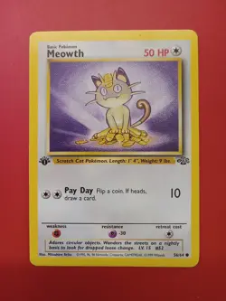 Meowth 56/64 - 1st Edition Jungle Pokemon [LP] Free Shipping!! - Image 1