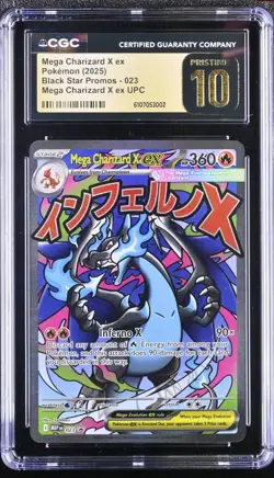 Pokemon Mega Charizard X ex MEP Black Star Promo 023 CGC 10 Pristine - Image 1